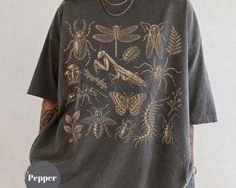 90s Bugs Shirt, Vintage Insect Graphic Tee, Tattoo Style Centipede Ant Mantis Design, Entomology Nature Lover Gift