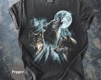 Wolf Moon Graphic Comfort Colors T-Shirt, Retro 90s Y2k Style