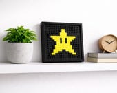 Pixel Art Nintendo Super Mario Star Frame Decoration - Super Mario Stern Pixel Art Dekoration - Decor | Mosaik Deko Wanddeko, 3D gedruckt