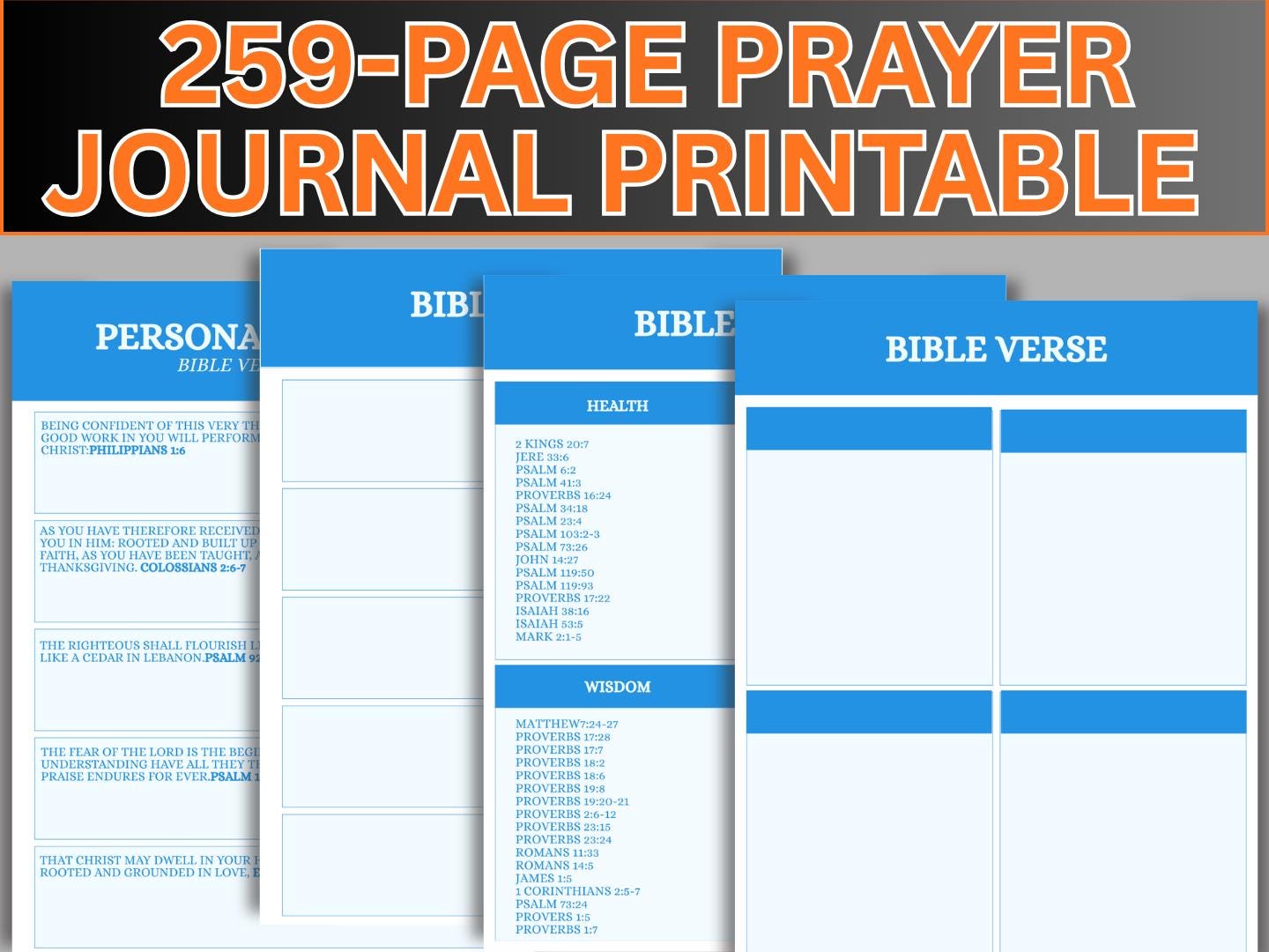 Bible Study Prayer Journal Printable, Digital Download, Verse Mapping ...