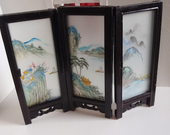 Dollhouse room divider/folding screen hand painted (also Blythe)