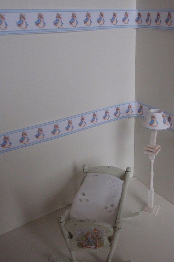 Dollhouse Nursery Rabbit Wallpaper Border Pdf 1 12 Scale Etsy