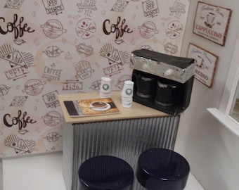 Dollhouse wallpaper coffee PDF 1:12 scale