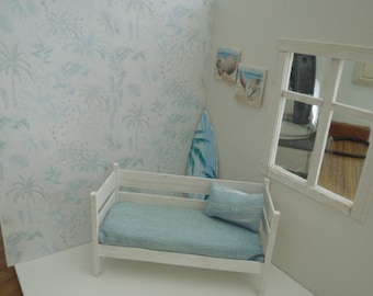 Papel pintado casa de muñecas Palmera verde suave PDF escala 1:12
