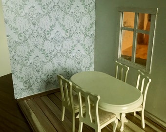 Dollhouse wallpaper light grey background PDF 1:12 scale