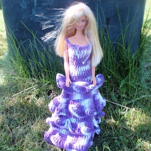 Barbie crochet pattern PDF long ruffled  dress