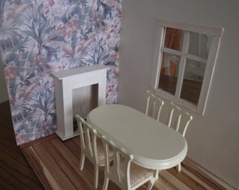 Dollhouse wallpaper palm leaf mural 1 PDF A4 1:12 scale, 1 PFD A3