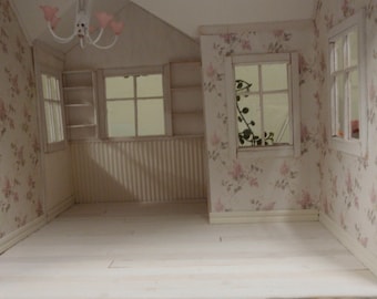 Dollhouse wallpaper hydrangea syringa 1 PDF A4, 1 PDF A3  1:12 scale