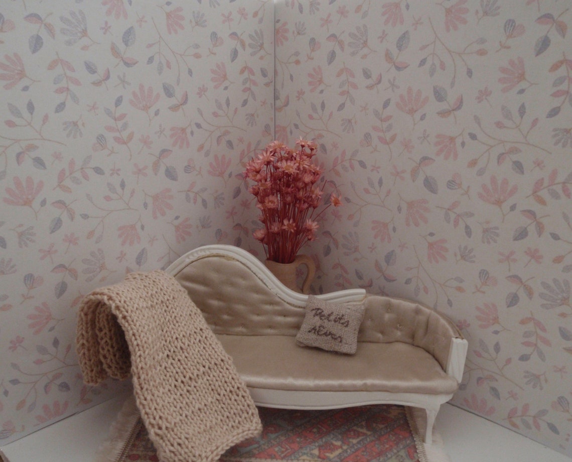 Dollhouse Wallpaper Soft Leaves PDF Maileg A 1:12 Scale - Etsy