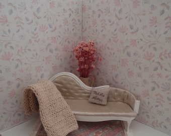 Dollhouse wallpaper soft leaves PDF M A 1:12 scale
