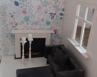 Dollhouse wallpaper soft flowers modern mural 1 PDF 1:12 scale