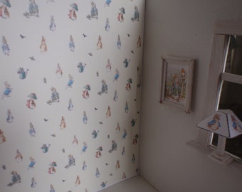 Puppenhaus Tapete Peter Rabbit PDF 1:12 Kinderzimmer