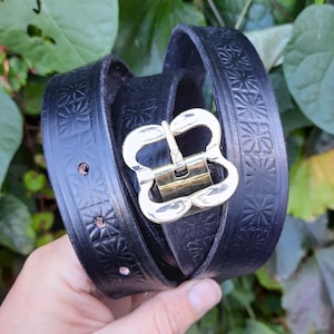 Medieval acorn belt, embossed, 14th century, 1 inch, leather