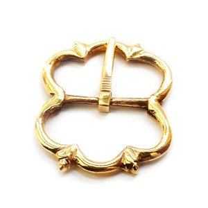 Three, 1 inch trefoil brass medieval buckle based on original Thames find.