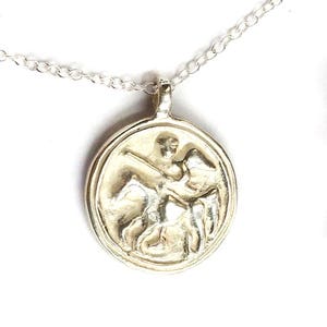 Saint Michael medallion, sterling silver medallion, saints, catholic saints, necklace, silver necklace image 1