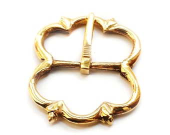 Medieval buckle, set of two - 1 inch, trefoil brass, based on Thames find, SCA, reenactor, LARP