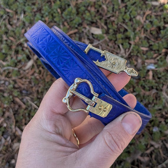 Medieval embossed belt, 3/4 inch, leather belt, brass fittings, embossed belt, SCA, reenactor, cosplay