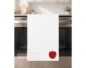 Red Apple Waffle Weave Kitchen Hand Towel