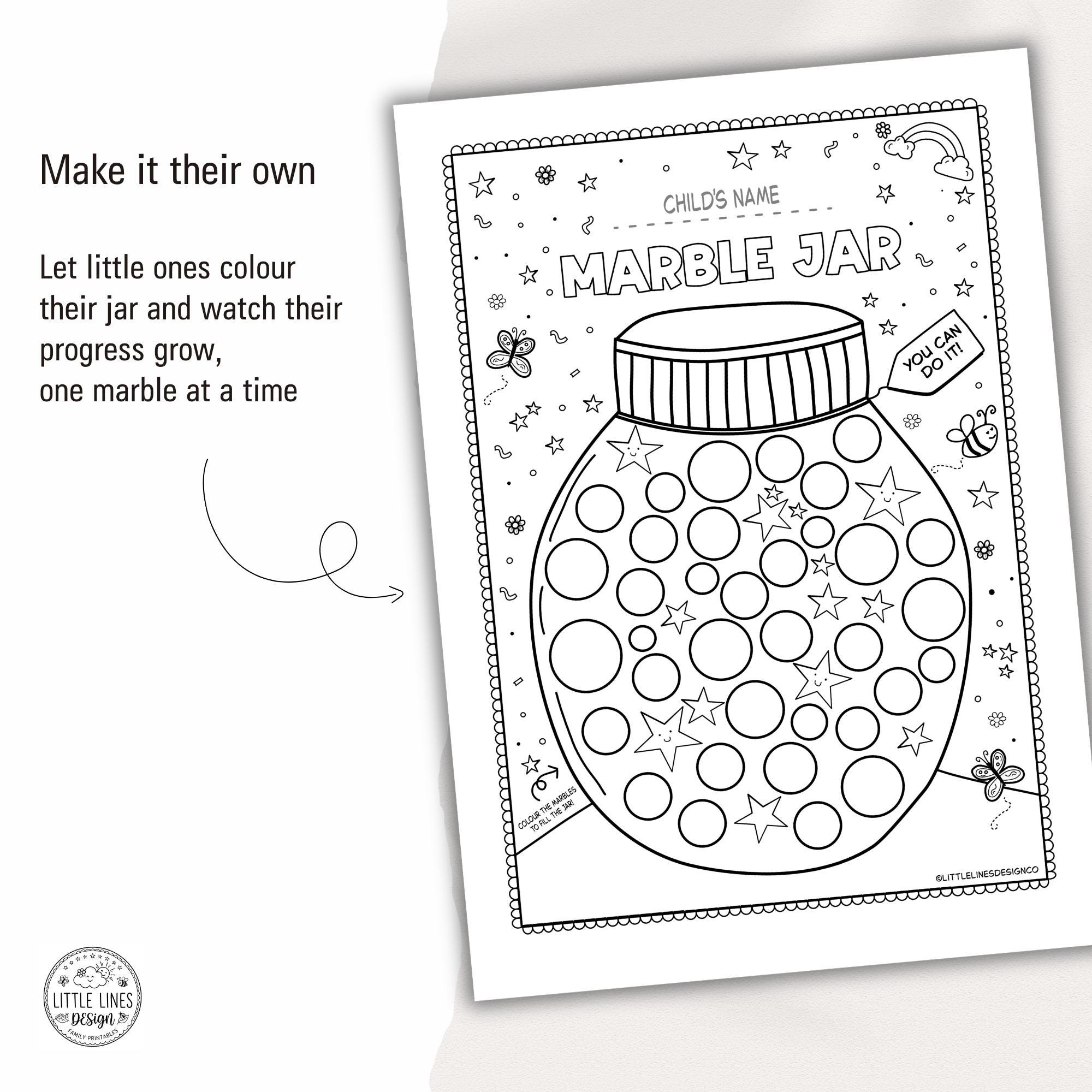 Kids Printable Marble Jar | Reward Jar | Colouring Activity | Digital ...