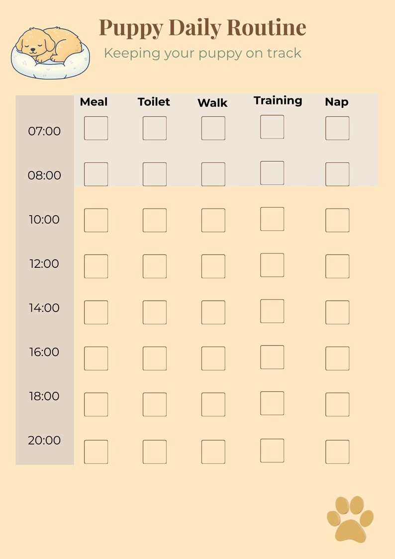 Puppy Daily Routine Planner Printable Puppy Schedule & Tracker