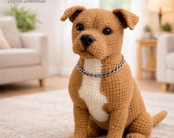 Realistic Pitbull Amigurumi Pattern PDF | Crochet Dog Pattern | Plush Pitbull Toy | Stuffed Animal Crochet Tutorial | DIY Gift Idea