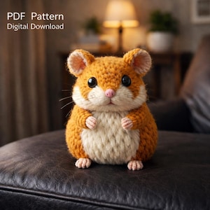 Patrón de amigurumi de hámster en PDF, juguete realista de hámster, animal de ganchillo kawaii, peluche de hámster, regalo de ganchillo DIY
