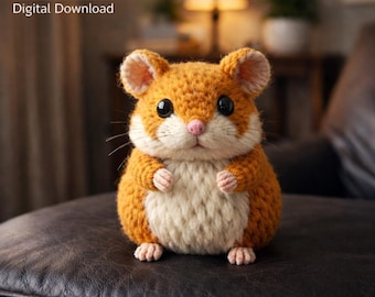 Schema PDF per realizzare un grazioso criceto amigurumi all'uncinetto, giocattolo realistico a forma di criceto, animale kawaii all'uncinetto, peluche di criceto, regalo fai da te all'uncinetto