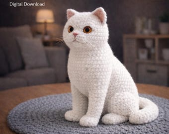 Schema PDF per uncinetto di un gatto British Shorthair, gatto amigurumi realistico, schema per uncinetto di un gattino / download digitale, regalo per amanti dei gatti / uncinetto di animali