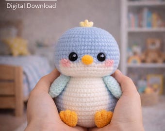 Schema all'uncinetto per uccelli in PDF, tutorial per uccelli in amigurumi, schema per animali di peluche, download immediato, adatto ai principianti