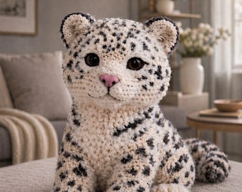 Schema PDF per realizzare un leopardo delle nevi all'uncinetto / Amigurumi leopardo delle nevi / Peluche realistico di un grande felino / Download digitale