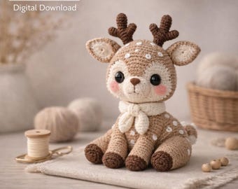 Crochet Deer Plush Toy, Handmade Amigurumi Fawn, Woodland Nursery Decor, Baby Shower Gift, Neutral Boho Baby Room