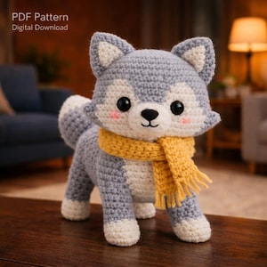 Patrón de crochet de lobo en PDF / Animal de vivero del bosque amigurumi