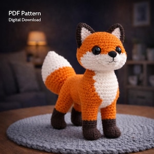 Rävvirkmönster PDF, Amigurumi Räv, Virkad Rävleksak, Virkmönster för Djur, Guide till Uppstoppad Räv, Barnrumsinredning DIY, Handgjord Presentidé