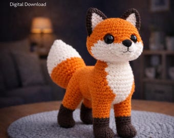 Schema per realizzare una volpe all'uncinetto in PDF, volpe amigurumi, giocattolo volpe all'uncinetto, schema per realizzare un animale all'uncinetto, guida per realizzare una volpe di peluche, decorazione fai da te per la cameretta, idea regalo fatta a mano