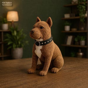 Gerçekçi Pitbull Amigurumi Tarifi, Köpek Örgü PDF, Tığ İşi Köpek Modeli, Pitbull Peluş, Amigurumi Oyuncak, Crochet Pattern