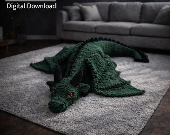 Dragon Crochet Pattern PDF | Large Amigurumi Dragon | Easy No-Sew Plush Toy | Giant Fantasy Dragon | DIY Soft Toy | Kids Gift Idea