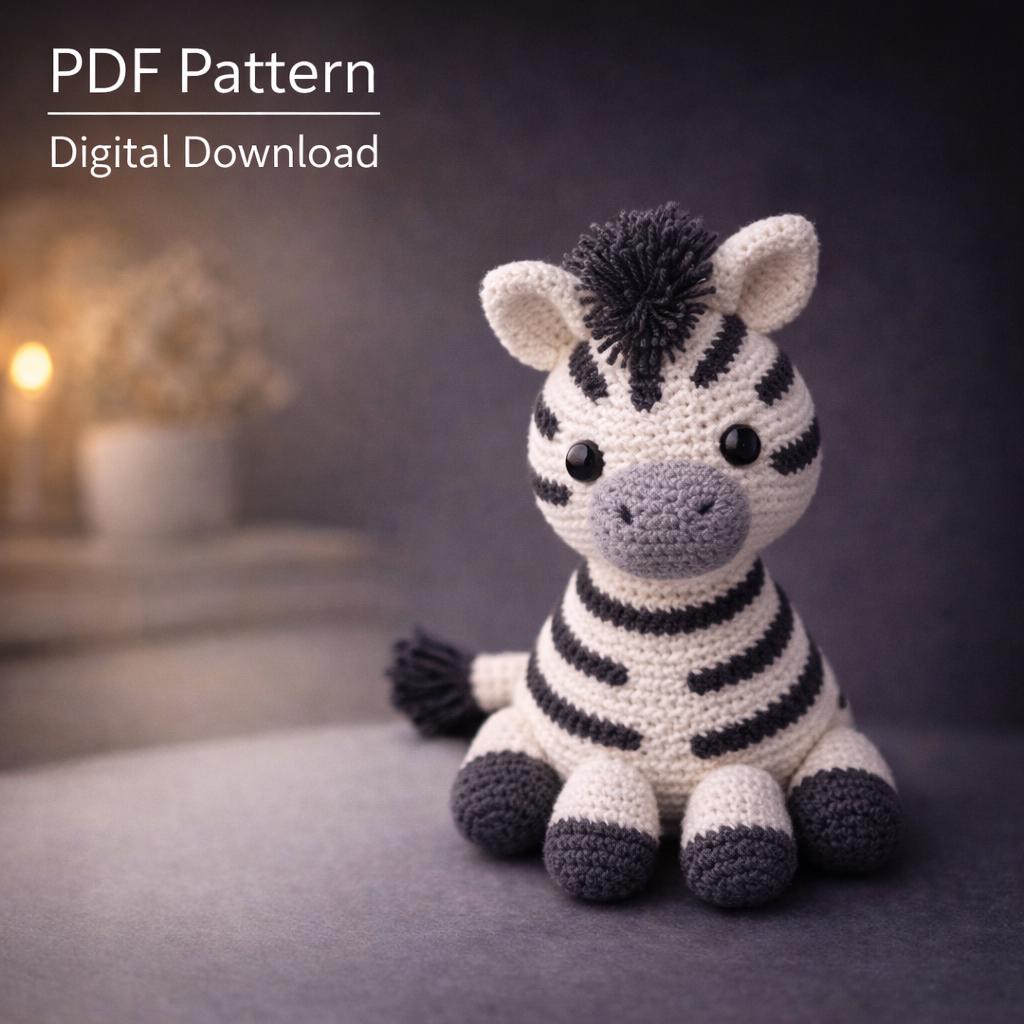 30 Zebra Crochet Patterns for Amigurumi, Blankets, Nursery Decor, and Handmade Gifts 30 Cute Kawaii Zebra Crochet Pattern PDF