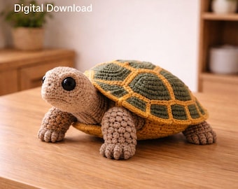 Schema PDF per Amigurumi Tartaruga, Giocattolo Tartaruga all'uncinetto, Tartaruga marina Amigurumi realistica, Schema Tartaruga di peluche, Schema all'uncinetto facile, Idea regalo fai da te
