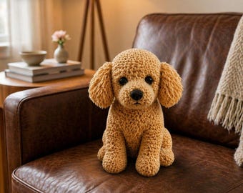 Schema PDF per realizzare un cane amigurumi all'uncinetto, un simpatico cucciolo di peluche, un barboncino all'uncinetto, un progetto fai-da-te facile per principianti, download digitale, schema per realizzare un cane di peluche.