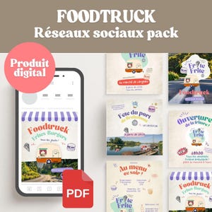 Instagram carousel templates for food trucks, customizable menus, burger and fries event posts
