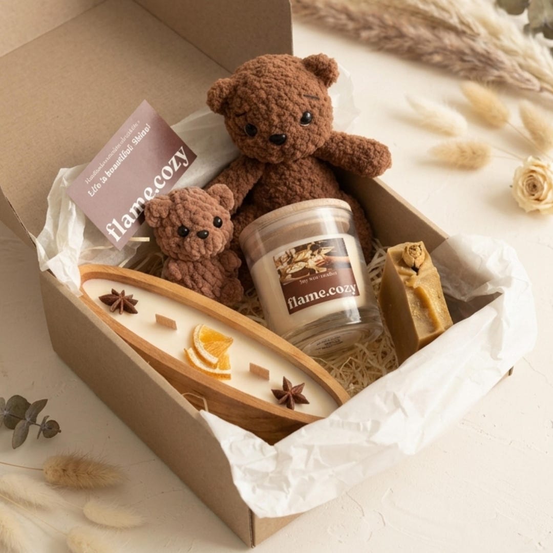Thinking of You Gift Box, Teddy Bear Set, Cozy Birthday Gift, Hygge ...