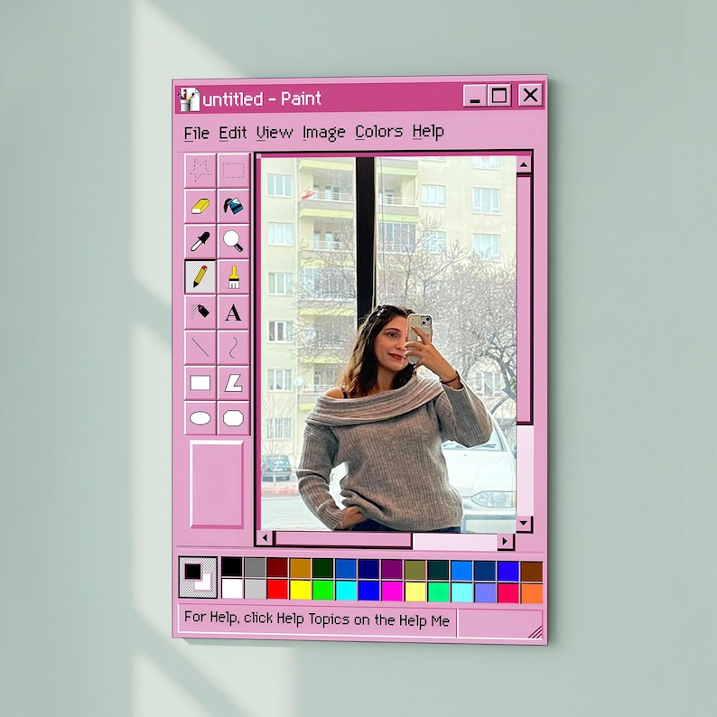 Espejo Ms Paint, decoración estilo retro de Windows 95, arte informático vintage imagen 2