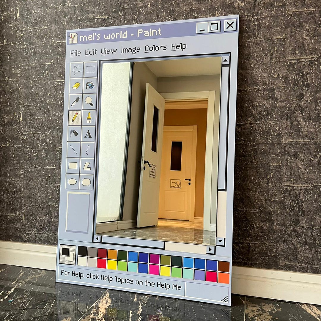 Ms Paint Mirror, Classic Software Interface Decor, Retro PC Window Art