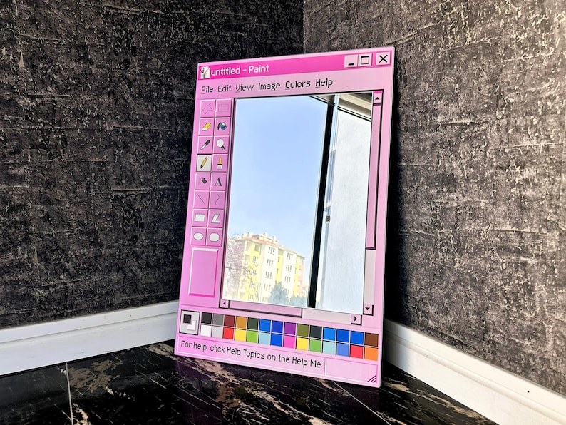 Espejo Ms Paint, decoración estilo retro de Windows 95, arte informático vintage imagen 5
