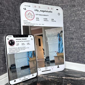 Custom Instagram Profile Mirror, Personalized Business Selfie Mirror, Social Media Mirror, Selfie Wall Decor