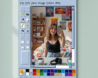MS Paint Window Mirror, Retro Computer Interface Wall Decor, Y2K Nostalgia Desktop Art