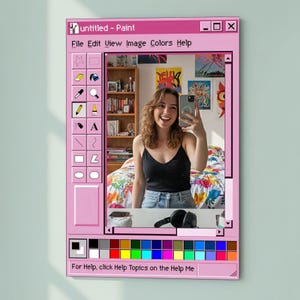 Specchio per finestra MS Paint, decorazione da parete con interfaccia computer retrò, arte desktop nostalgica Y2K