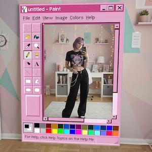 Espejo Ms Paint, decoración estilo retro de Windows 95, arte informático vintage imagen 3