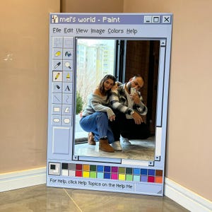 Specchio MS Paint, Pixel Art retrò anni '90, decorazione da parete Y2K