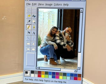 Espejo de pintura MS, arte pixel retro de los 90, decoración de pared Y2K